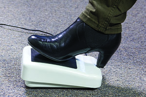 Foot on foot pedal