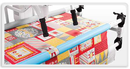 Quilt Clips with fabric on rail