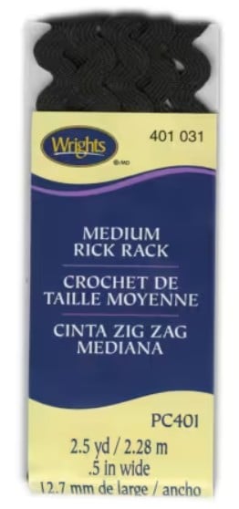 Black Medium Rick Rack