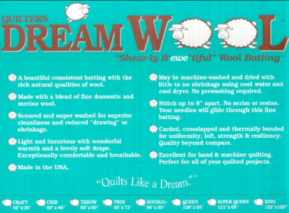 Wool King 120"x122" Quilter's Dream Batting