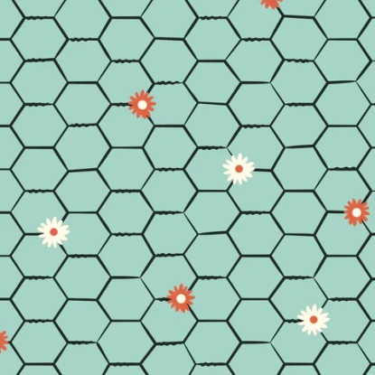 Floral Chicken Wire (Blue) from Homestead Haven (C9)