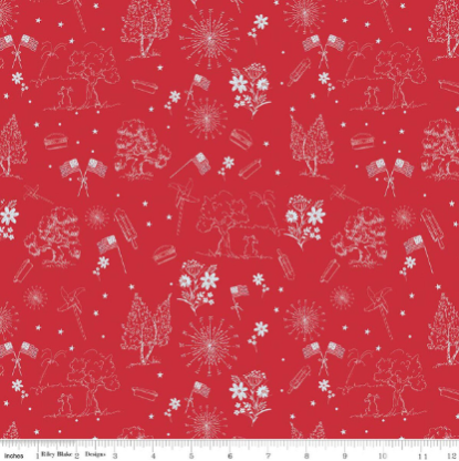 Independence Toile Red from Firework Fields (RBD)