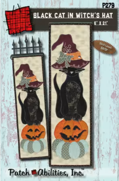 Pattern - Black Cat in a Witch's Hat from Patch Abilities inc.