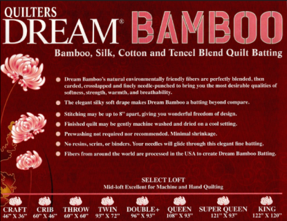 Bamboo King 120"x122" Quilter's Dream Batting